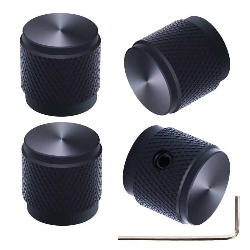 mxuteuk 4pcs Black Guitar Knobs Aluminum Alloy Potentiometer Control Knob Volume Audio Electric Guitar Bass Knob Screw Type 17 x 16mm (d*h) KNOB-04-BK - Image 1